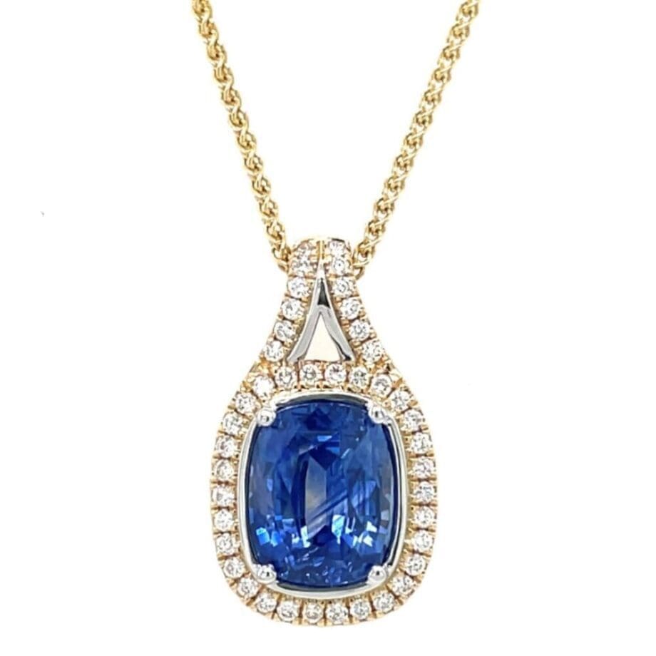 001-230-00023 - Cushion Sapphire Halo Pendant